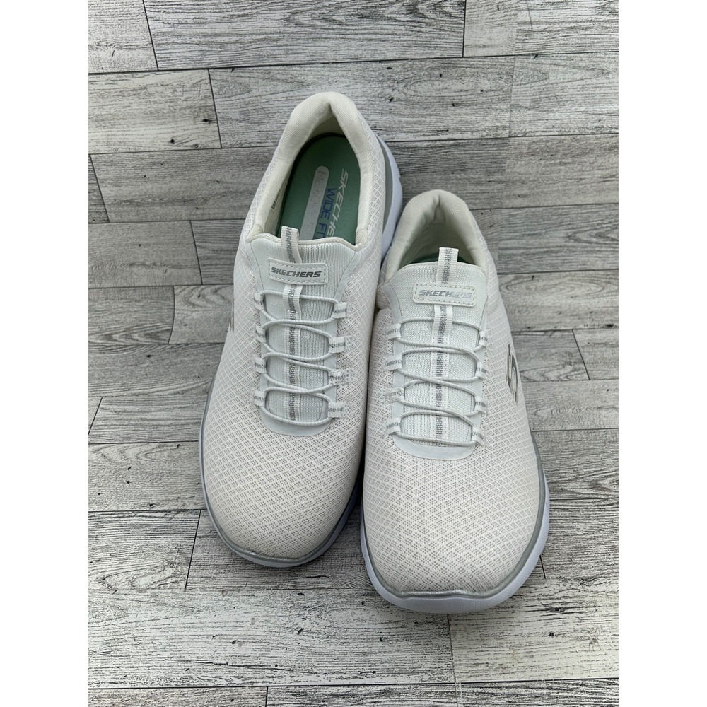 Skechers Summits White Silver Wide Fit Memory Foam Sneakers 12980W Women Sz‎ 11W